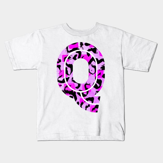 Letter Q Watercolour Leopard Print Alphabet Kids T-Shirt by Squeeb Creative